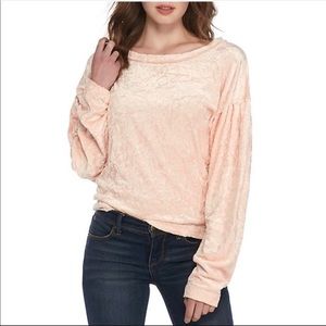 Free People Milan Top L Blush Pink Velvet Velour
